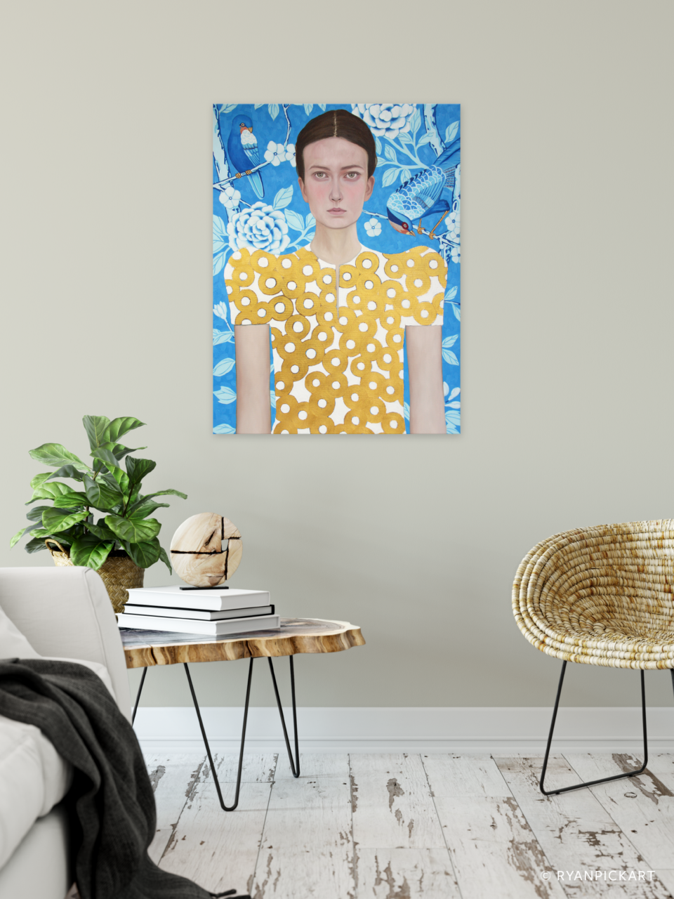 artwork painting in scene by Ryan Pickart titled "Jeanne"