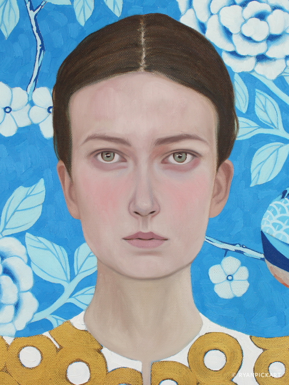 detail of artwork painting by Ryan Pickart titled "Jeanne"