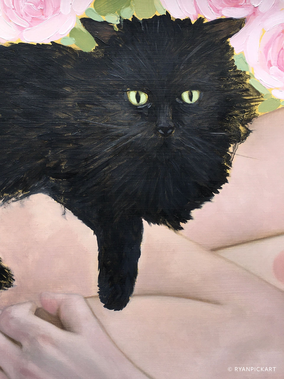 detail of artwork painting by Ryan Pickart titled "Lucian with Galanthis"