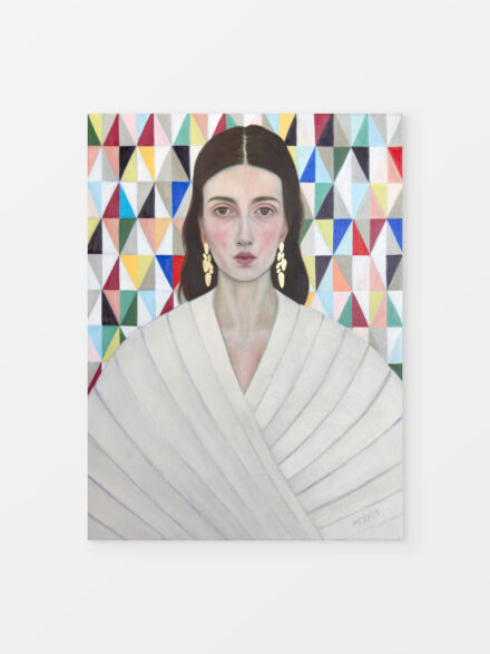 Full view of Air Kiss in Color, an expressive figurative oil painting by Ryan Pickart
